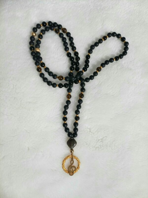 Mala "Onyx mit Tigerauge und Notenschlüssel" – Bild 3