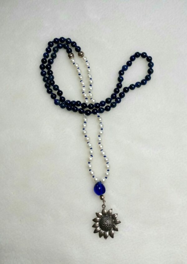 Mala "Perlen und Lapislazuli mit Sonnenblume" – Bild 2
