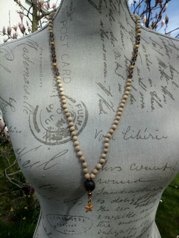Mala "Holz mit Rauchquarz und Seestern" – Bild 2